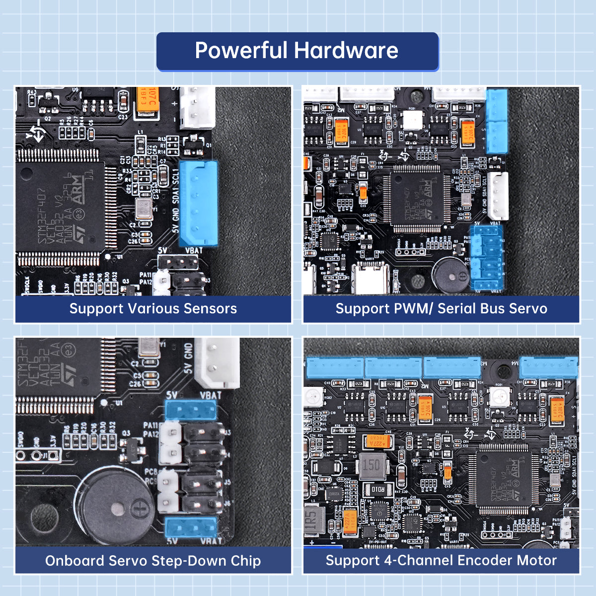 RRC Lite Controller with Built-in STM32 Chip, Supports Raspberry Pi 5 Power Supply Protocol, Integrated IMU, 4-Channel Encoder Motor Ports, Servo Ports, and USB RRC Lite Controller with Built-in STM32 Chip, Supports Raspberry Pi 5 Power Supply Protocol, Integrated IMU, 4-Channel Encoder Motor Ports, Servo Ports, and USB